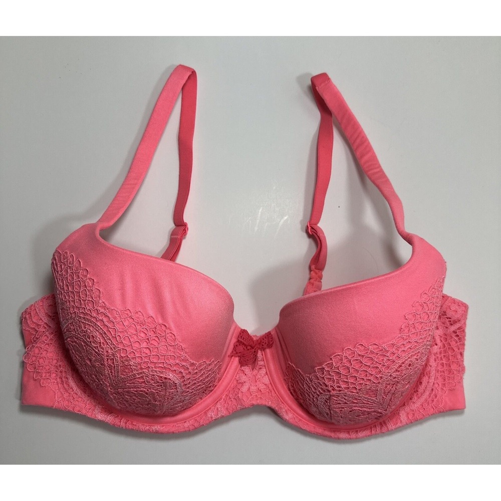 Victorias Secret Bra Body by Victoria Lined Demi Underwire 36C Pink w Lace